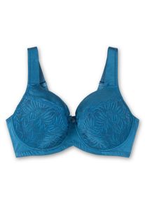 Große Größen Bügel-BH aus floraler Spitze, mit Seitenstützen Gr. 90C blau geblümt von sheego für Damen