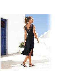 Lascana Jerseykleid schwarz Gr. 34 für Damen. Rundhals und Spitze. Figurbetont. Nachhaltig.
