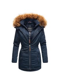 Marikoo Damen Eleganter Wintermantel Kurzmantel mit Kunstfellkapuze Sanakoo