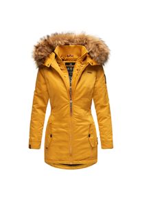 Marikoo Damen Eleganter Wintermantel Kurzmantel mit Kunstfellkapuze Sanakoo