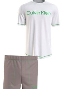 Calvin Klein Underwear Schlafanzug S/S SHORT SET (2 tlg) mit Druck auf der Brust, weiß