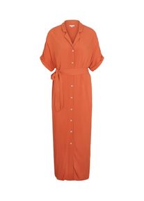 Tom Tailor Damen Kleid mit Schleife zum Binden, orange, Logo Print, Gr. 36