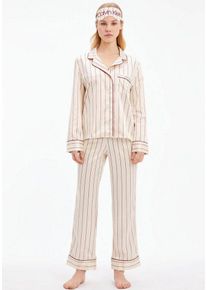 Calvin Klein Underwear Pyjama L/S PANT SET (Set, 3 Stück) im Set Pyjama & Schlafmaske, beige