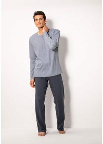 Schiesser Pyjama "selected! premium inspiration" (2 tlg) mit Knopfleiste, in lang und großen Größen, grau