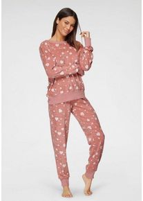 Vivance Dreams Pyjama (2 tlg) mit Alloverdruck, rosa|weiß
