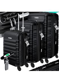 Kesser® 3tlg. Hartschalenkofferset Hartschalenkoffer Reisekoffer Set Reisekofferset Trolley Koffer Inkl. Kofferwaage + Gepäckanhänger Rollkoffer Schloss 4 Rollen ABS-Hartschale Teleskopgriff M-L-XL