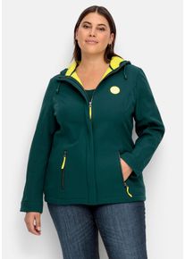 Große Größen Softshell-Jacke mit Fleece-Innenseite Gr. 58 grün von sheego für Damen