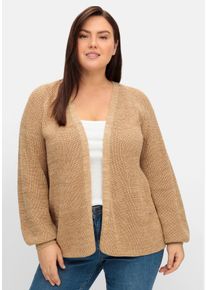Große Größen Strickjacke in leichter A-Linie und offener Form Gr. 48/50 braun von sheego für Damen