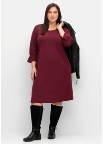 Große Größen Shirtkleid mit gerafften 3/4-Ärmeln Gr. 52 rot von sheego für Damen