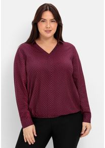 Große Größen Tunika mit Hemdblusenkragen und Minimalprint Gr. 60 rot von sheego für Damen