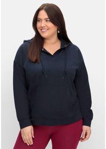 Große Größen Sweatshirt mit Kapuze und Kängurutasche Gr. 40/42 blau von sheego für Damen