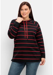 Große Größen Gestreiftes Sweatshirt mit Stehkragen Gr. 56/58 schwarz gestreift von sheego für Damen