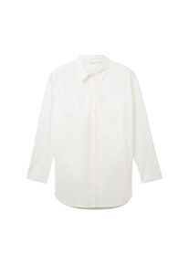 Tom Tailor Große Größen Bluse mit krempelbaren Ärmeln Gr. 52 weiß für Damen