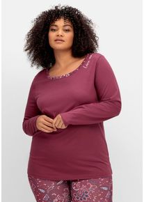 sheego by Joe Browns Große Größen Langarmshirt mit Stickerei und Zierbändern hinten Gr. 56/58 rot von sheego für Damen