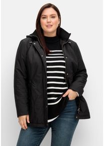 Große Größen Steppjacke mit abnehmbarer Kapuze Gr. 40 schwarz von sheego für Damen