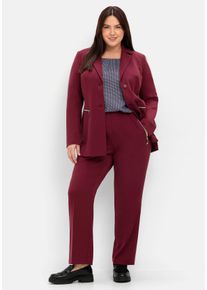 Große Größen Schlupfhose mit Bügelfalten und Deko-Zipper Gr. 56 rot von sheego für Damen