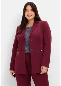 Große Größen Blazer mit Reißverschluss-Taschen Gr. 54 rot von sheego für Damen
