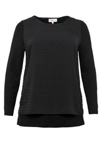 Große Größen Blusenshirt im Layerlook mit eingewebtem Muster Gr. 52/54 schwarz von sheego für Damen