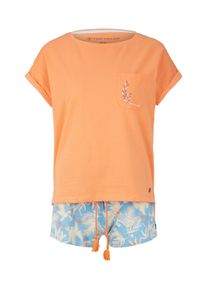 Tom Tailor Damen Sommerliches Nachtwäsche Set, orange, Muster, Gr. 42