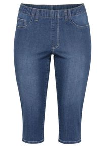 Große Größen Schmale Stretch-Jeggings in Caprilänge Gr. 54 blau von sheego für Damen