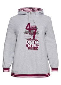 Große Größen Sweatshirt mit Frontdruck und Kapuze Gr. 48/50 grau von sheego für Damen