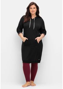 Große Größen Jerseykleid mit Kapuze und Kängurutasche Gr. 52/54 schwarz von sheego für Damen