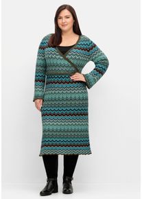 Große Größen Strickkleid in Wickeloptik, mit Unterkleid Gr. 44 grün von sheego für Damen