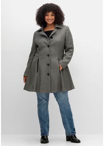 Große Größen Taillierter, ausgestellter Twill-Kurzmantel Gr. 46 grau von sheego für Damen