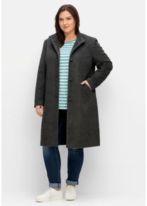 Große Größen Oversized-Mantel mit Stehkragen, in flauschiger Qualität Gr. 42 grau von sheego für Damen