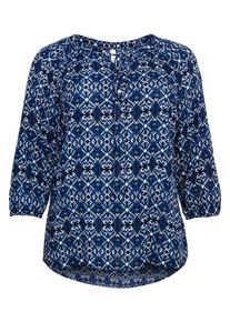 Große Größen Tunika mit Raglanärmeln und Bindebändern Gr. 48 blau/weiß von sheego für Damen