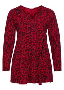 sheego by Joe Browns Große Größen Longshirt im Leopardenmuster, ausgestellte Form Gr. 56/58 rot von sheego für Damen