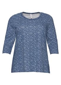 Große Größen Shirt mit 3/4-Ärmeln und Alloverdruck Gr. 56/58 blau bedruckt von sheego für Damen