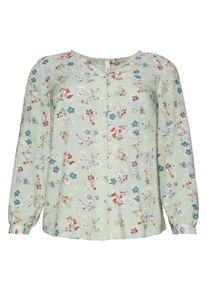 Große Größen Bluse mit Blumendruck und Knöpfen, Viskose Gr. 46 grün geblümt von sheego für Damen