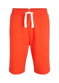 Tom Tailor Herren Jogger Shorts in Melange Optik und integriertem Gürtel, rot, Gr. M