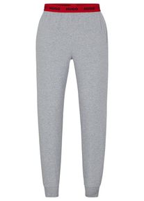 Hugo Pyjamahose Linked Pants mit kontrastfarbenen Logo-Elastikbund, grau