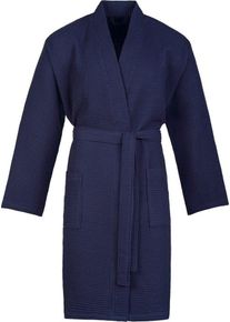 Esprit Herrenbademantel Easy men, Kurzform, Piqué, Kimono-Kragen, Gürtel, blau