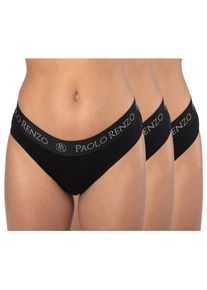 Paolo Renzo® Damen Baumwoll Slip SPORT LINE 3 Paar - Größe XL - Schwarz