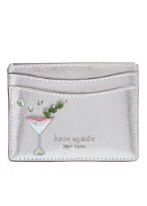 Kate Spade New York Portemonnaie - Shaken Not Stirrred Embellished Metallic Saffiano - in silber - Portemonnaie für Damen