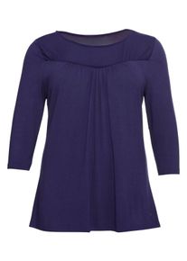 Große Größen Shirt mit floralem Alloverdruck und Einsatz aus Mesh Gr. 56/58 lila geblümt von sheego für Damen