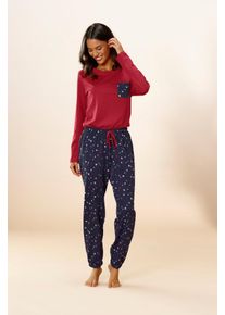 Vivance Dreams Große Größen Pyjama Gr. 48/50 rot bedruckt für Damen