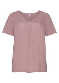 Große Größen Shirt im Materialmix, in A-Linie Gr. 44/46 rosa von sheego für Damen