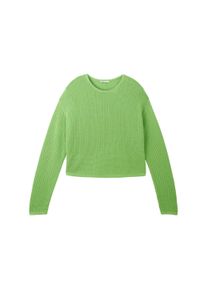 Tom Tailor Denim Damen Pullover mit Struktur, grün, Blockstreifen, Gr. XL