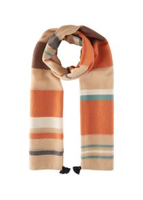 Tom Tailor Damen Schal mit Quasten, orange, Streifenmuster, Gr. ONESIZE