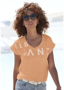 ELBSAND T-Shirt orange Gr. L (40) für Damen. Rundhals und Logodruck. Figurumspielend. Nachhaltig.