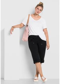 Große Größen Gerade 3/4-Hose mit Krempelfunktion Gr. 50 schwarz von sheego für Damen