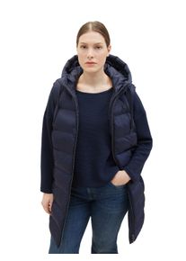 Tom Tailor Große Größen Lange Steppweste mit Kapuze, in leichter Qualität Gr. 54 blau für Damen