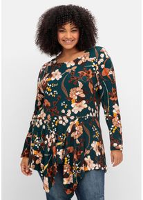 sheego by Joe Browns Große Größen Longshirt in A-Linie, mit floralem Alloverdruck Gr. 52/54 blau geblümt von sheego für Damen