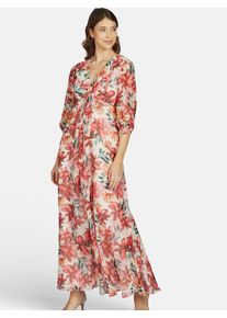 Kleo Chiffon-Abendkleid Damen V-Ausschnitt gemustert, rot