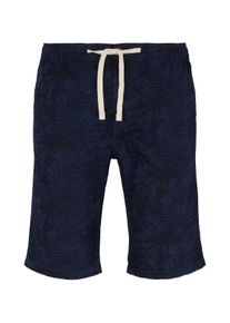 Tom Tailor Denim Herren Chino Shorts mit Leinen, blau, Palmenprint, Gr. M