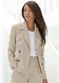 Lascana Kurzblazer beige Gr. 34 für Damen. Figurbetont